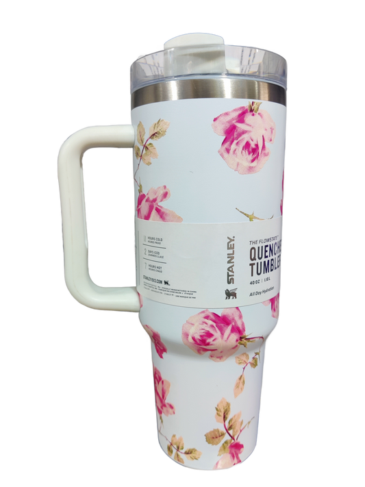 Stainless Steel tumbler With Stanley printed Box and catalogue Straw included Premium Quality